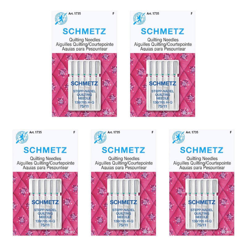 SCHMETZ Quilting Needles - Size 75/11, 5-Needle Cards, Pack of 5 - Image 1